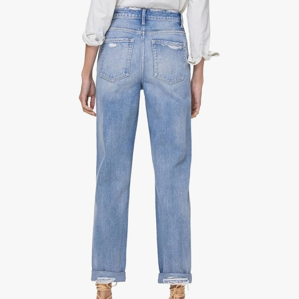 Flying Monkey Worn Blue Distressed Boyfriend Jeans - Picture 2 of 5